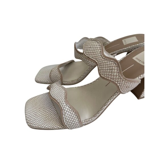 DOLCE VITA  Tan White Leather Double Strap Sandals Heels Size 12 NEW NWOB - Picture 4 of 9